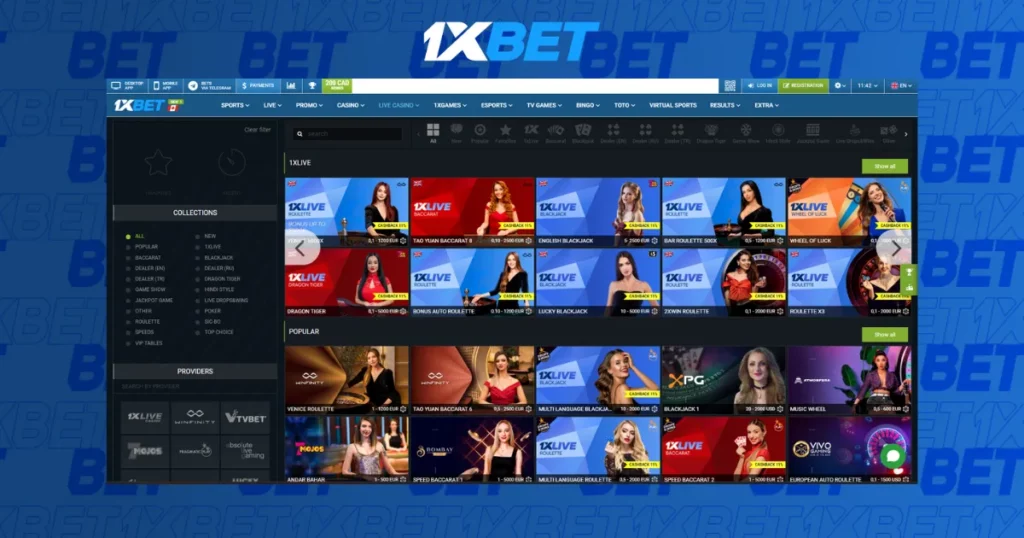 Live Casino in 1XBet APP in Mali